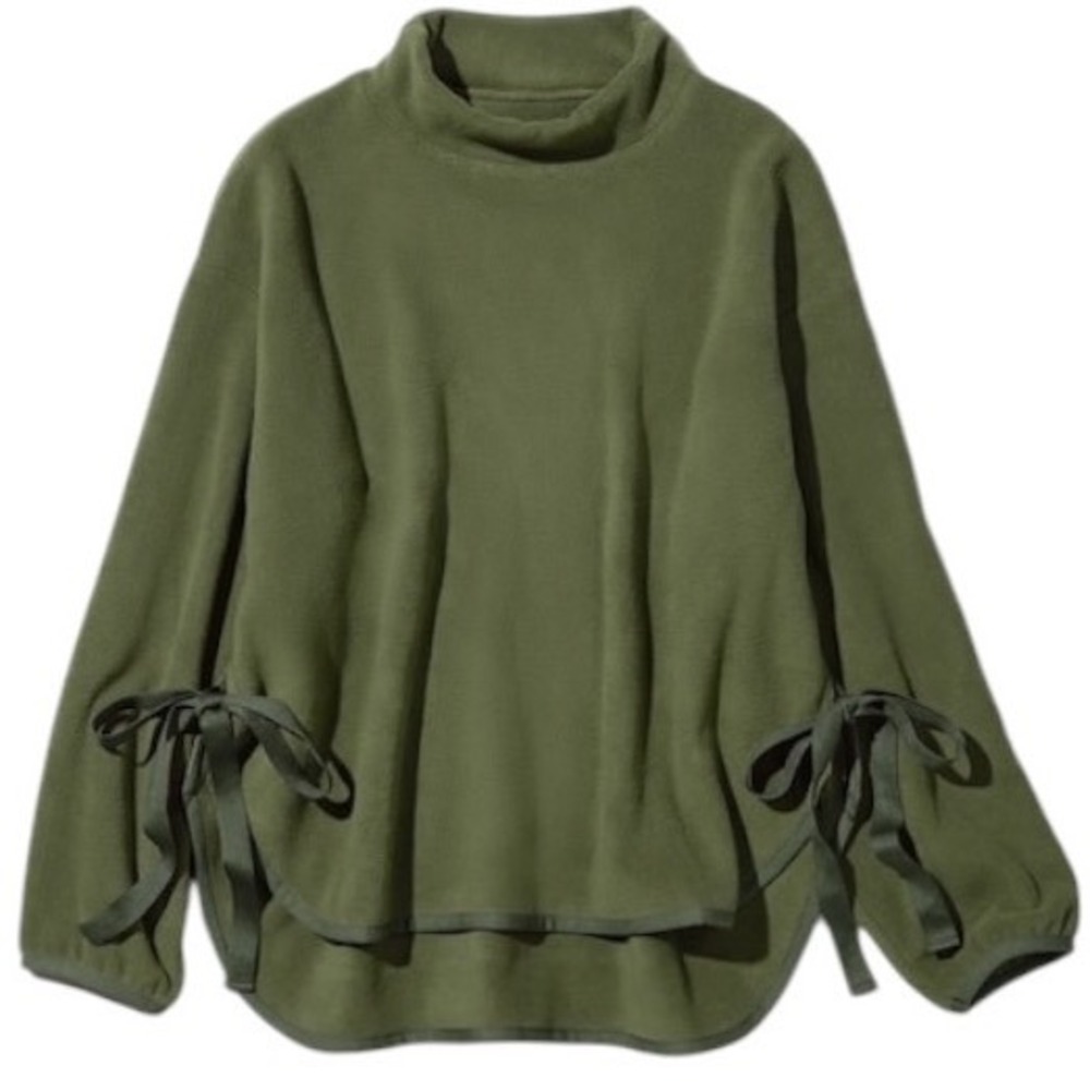 Uniqlo White Mountaineering Fleece Oversized Mock Neck Pullover Green XXS NWT